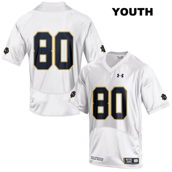 Youth NCAA Notre Dame Fighting Irish #80 Micah Jones Stitched College Under Armour Authentic White No Name Football Jersey UI10M63WM